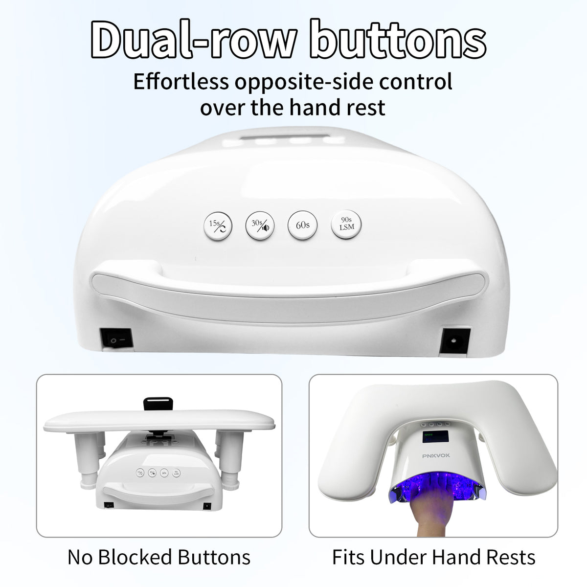 PNKVOK 96W Professional UV LED Nail Lamp, Rechargeable Gel Nail Dryer Dual Control Panel, Auto Sensor 4 Timer Settings, Professional Nail Light for Home Salon Manicure Pedicure