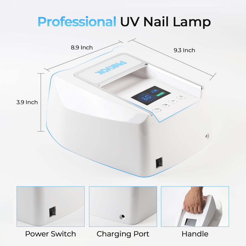 126W Rechargeable UV LED Nail Lamp Professional Cordless Nail Dryer Built-in Handle for Comfortable Grip, Smart Timer Removable Tray, Cordless Gel Nail Lamp for Manicure Pedicure